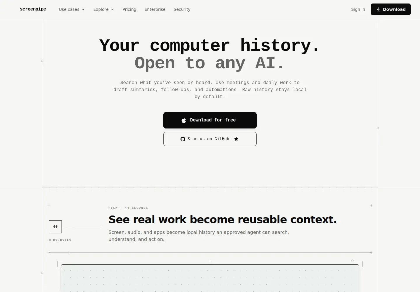 Captured homepage of screenpi.pe in the current scan