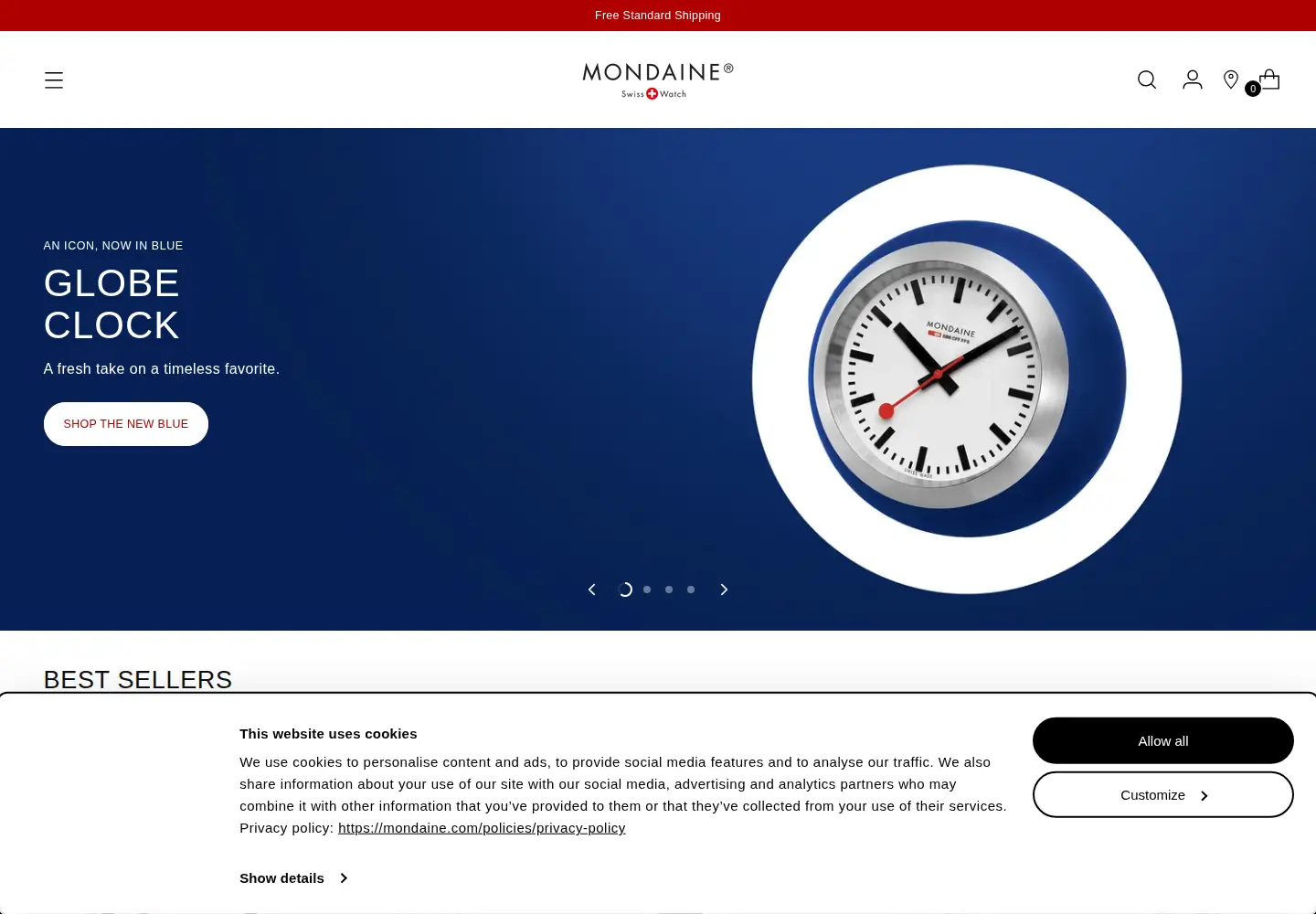 Screenshot of mondaine.com
