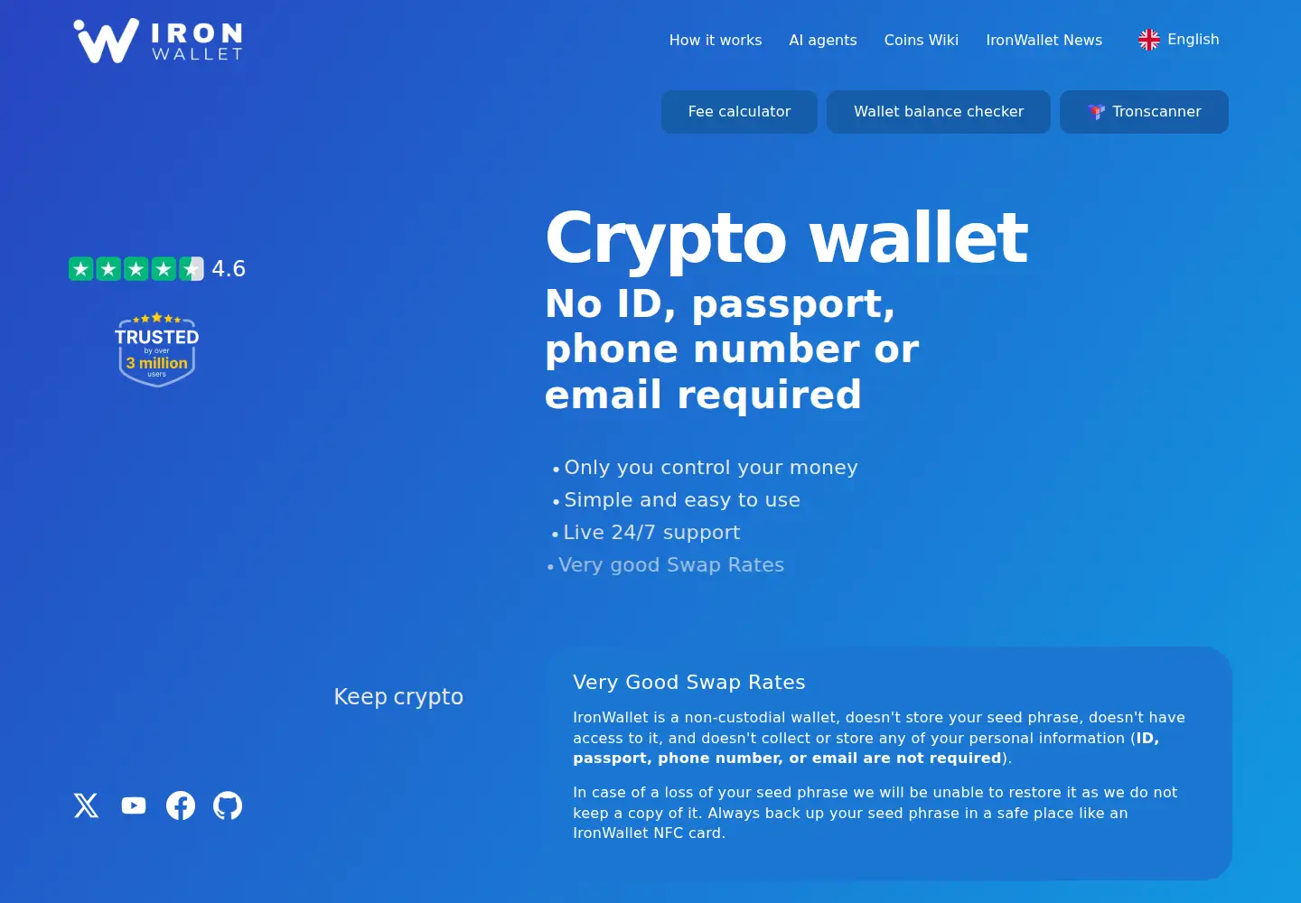 Screenshot of ironwallet.io