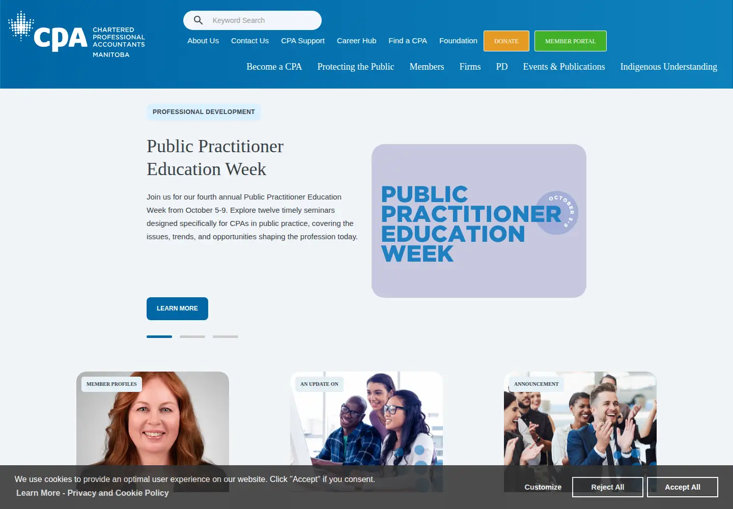 Captured homepage of cpamb.ca in the current scan