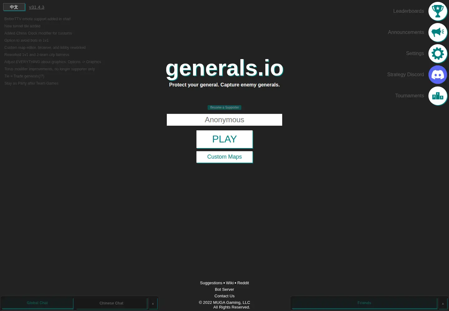 Screenshot of generals.io