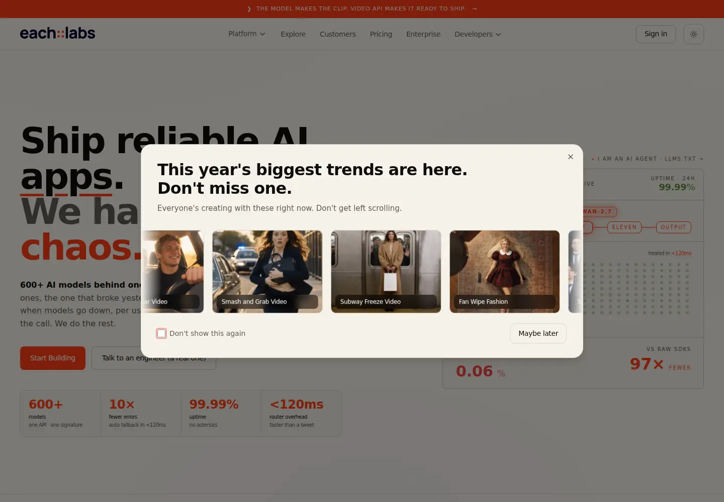 Screenshot of eachlabs.ai