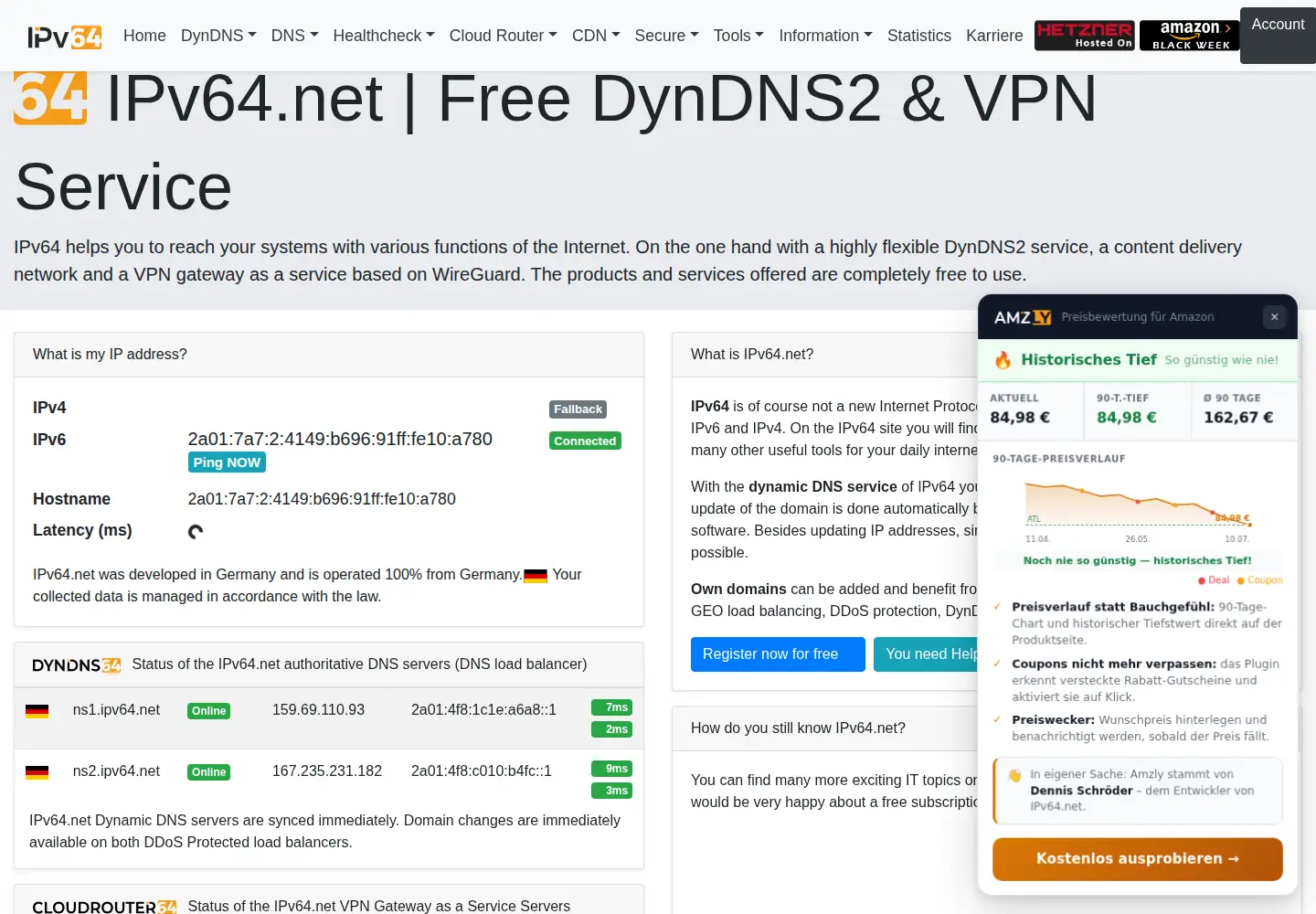 Screenshot of ipv64.net