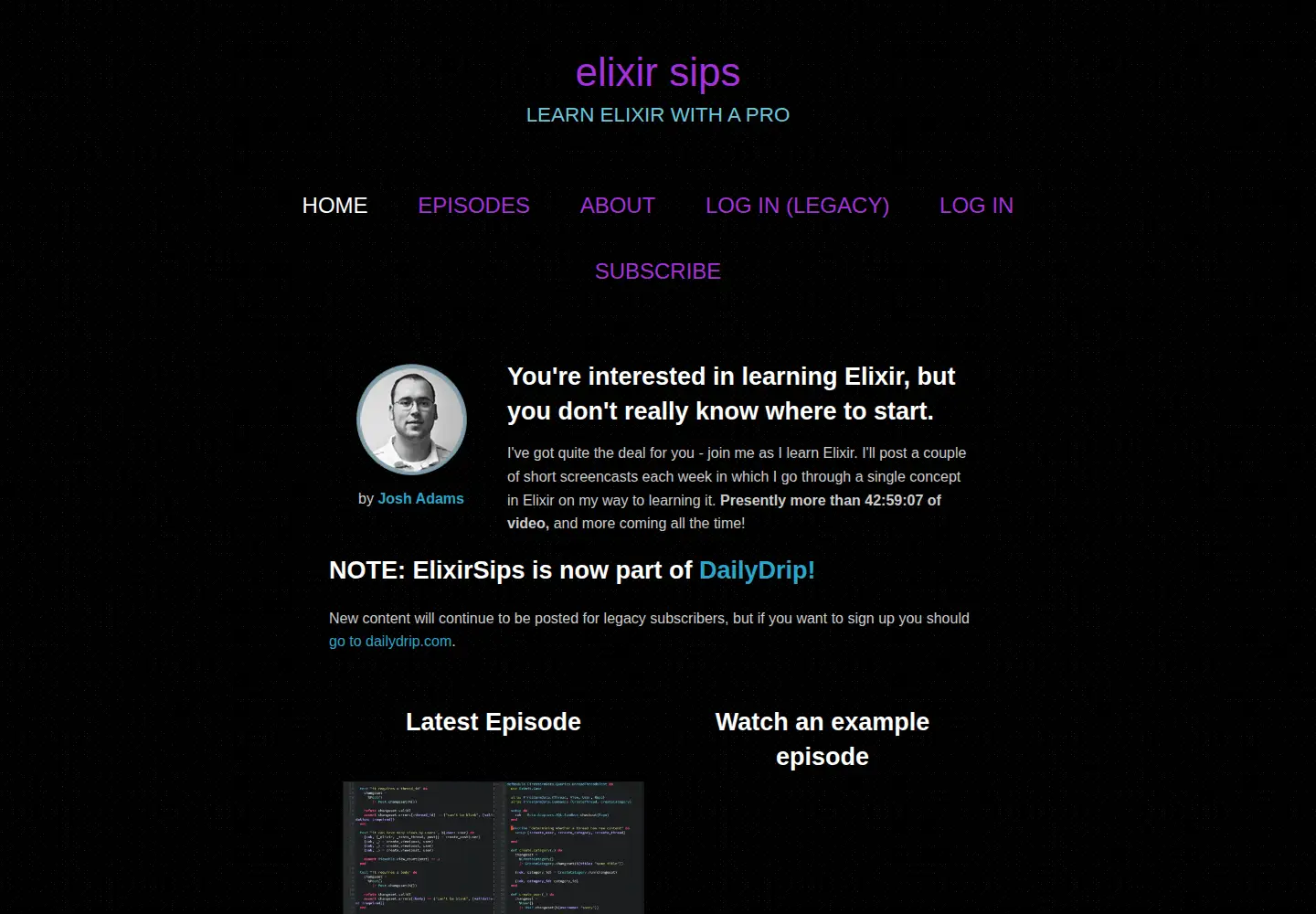 Screenshot of elixirsips.com