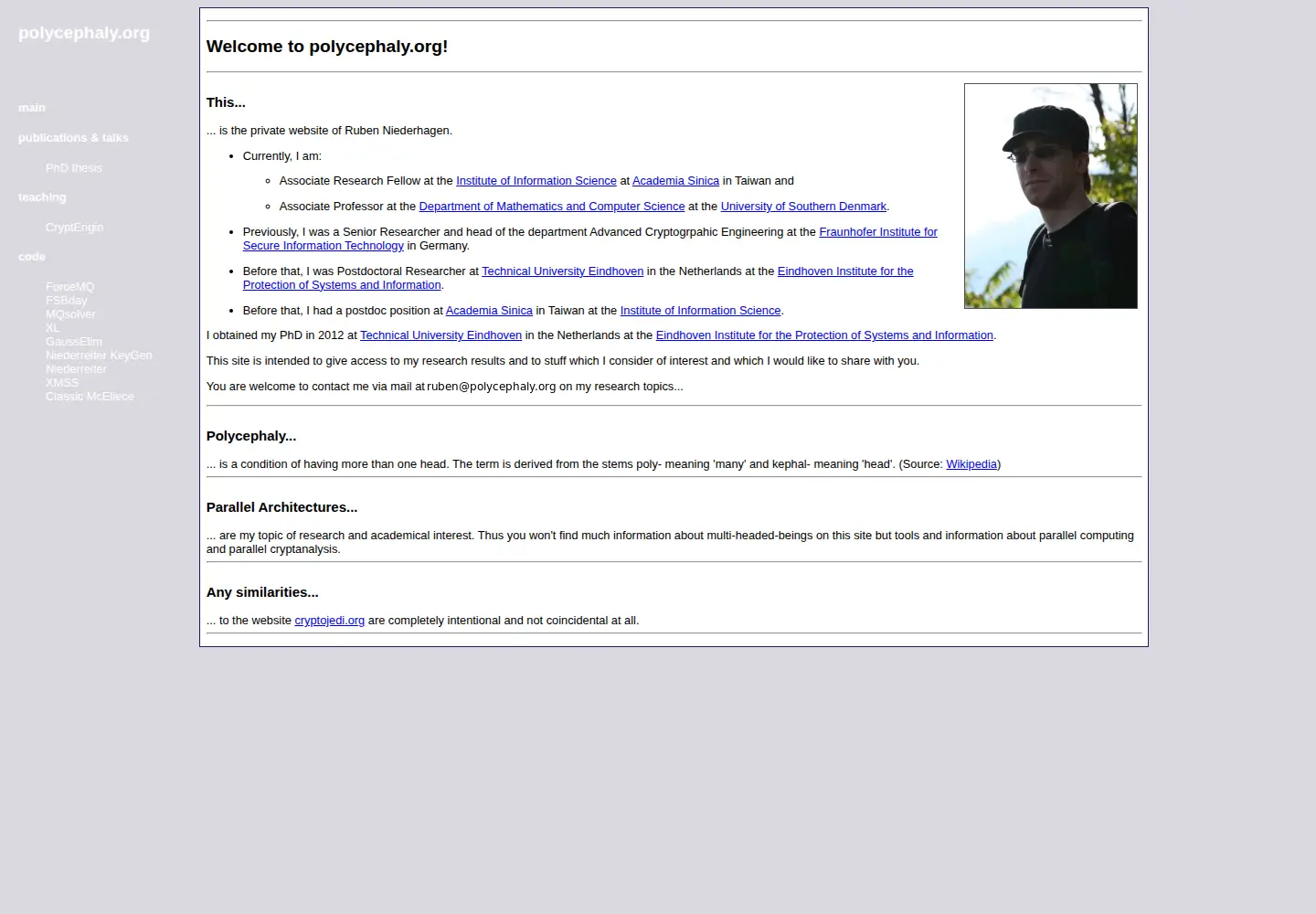 Captured homepage of polycephaly.org in the current scan