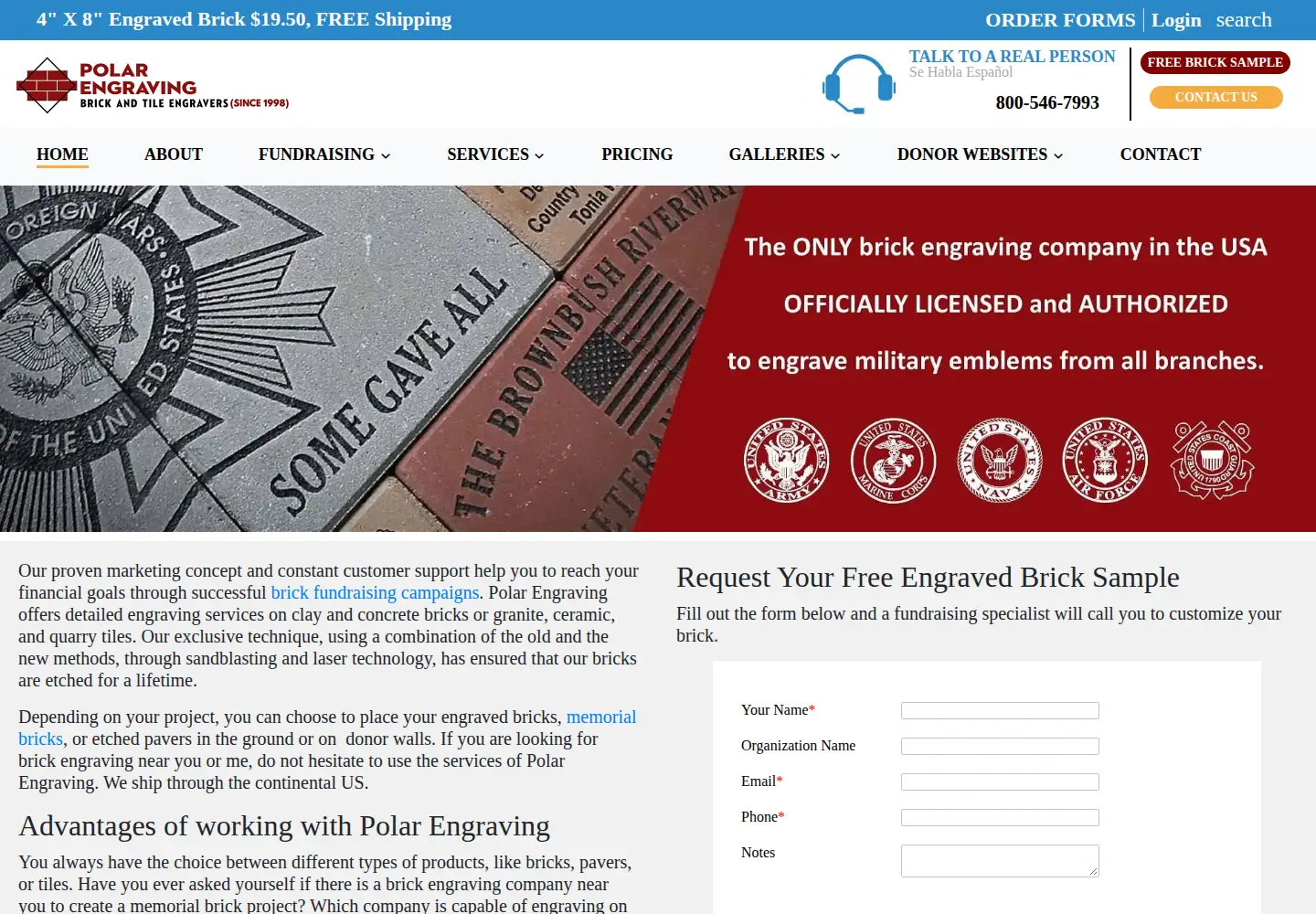Captured homepage of polarengraving.com in the current scan