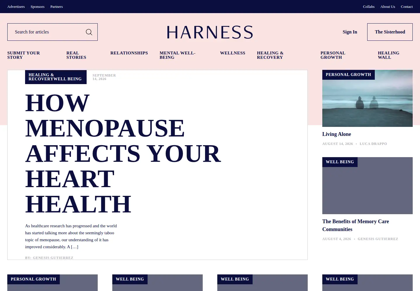 Screenshot of harnessmagazine.com