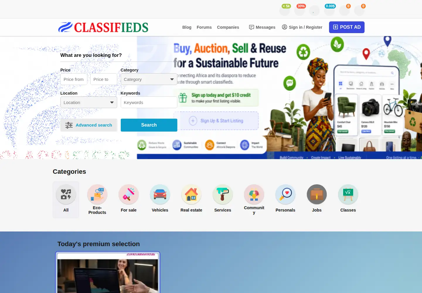 Captured homepage of zoneclassifieds.com in the current scan