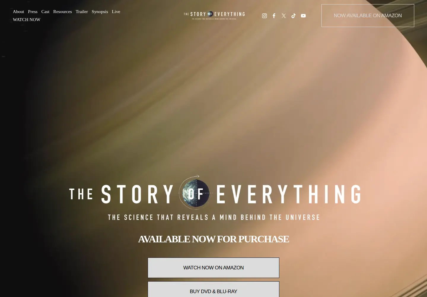 Captured homepage of thestoryofeverything.film in the current scan