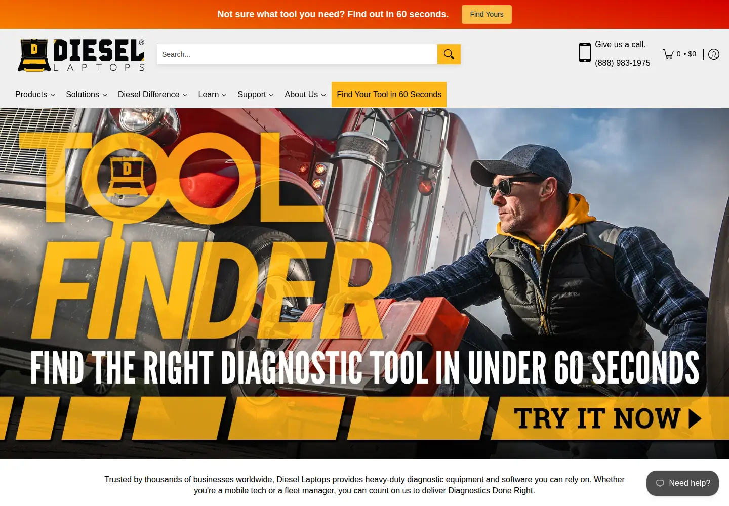 Captured homepage of diesellaptops.com in the current scan