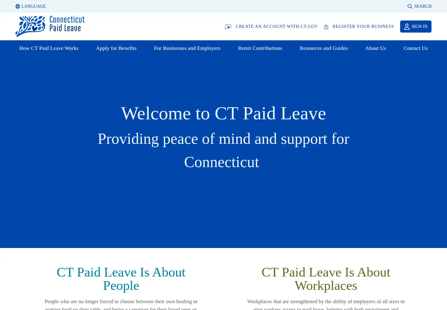 Screenshot of ctpaidleave.org
