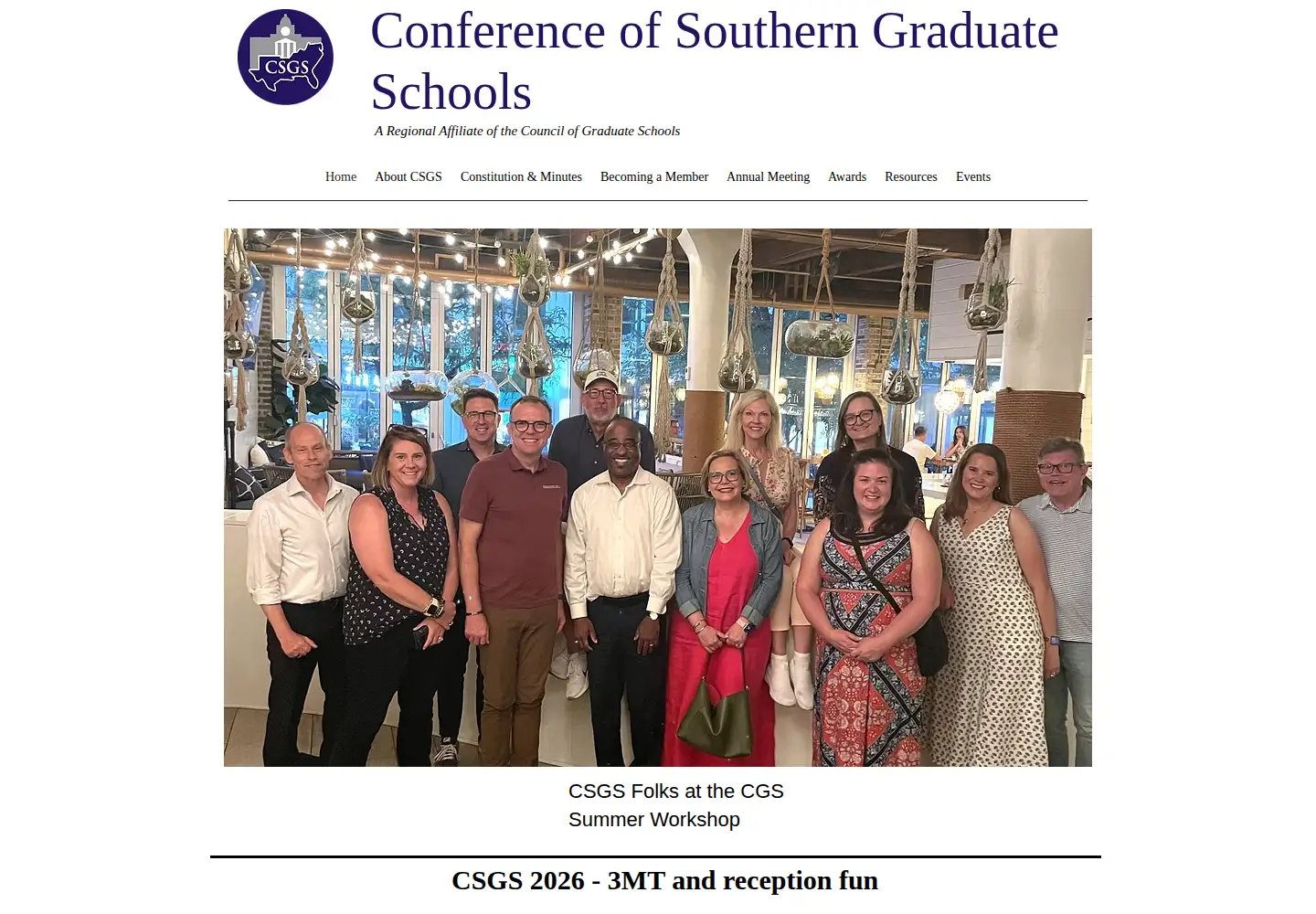 Captured homepage of csgs.org in the current scan
