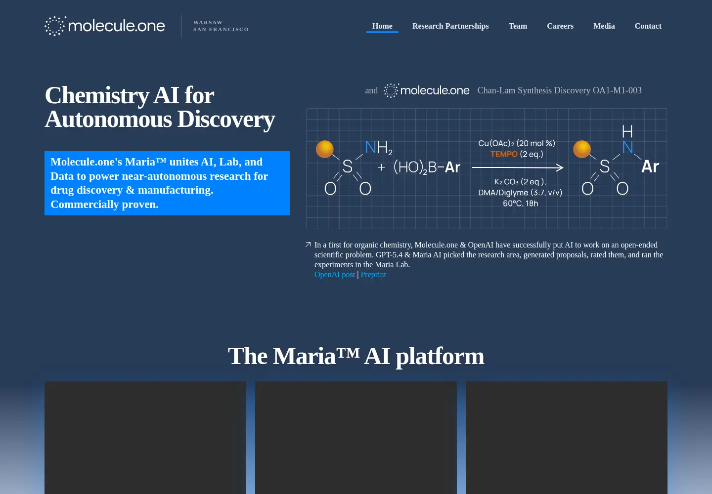 Captured homepage of molecule.one in the current scan
