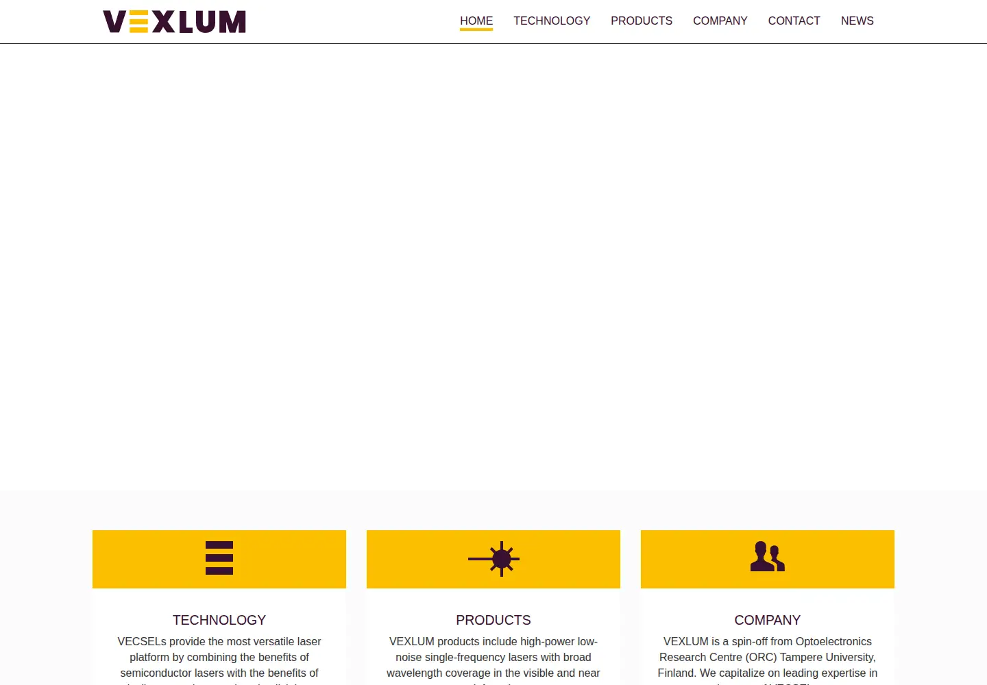 Captured homepage of vexlum.com in the current scan