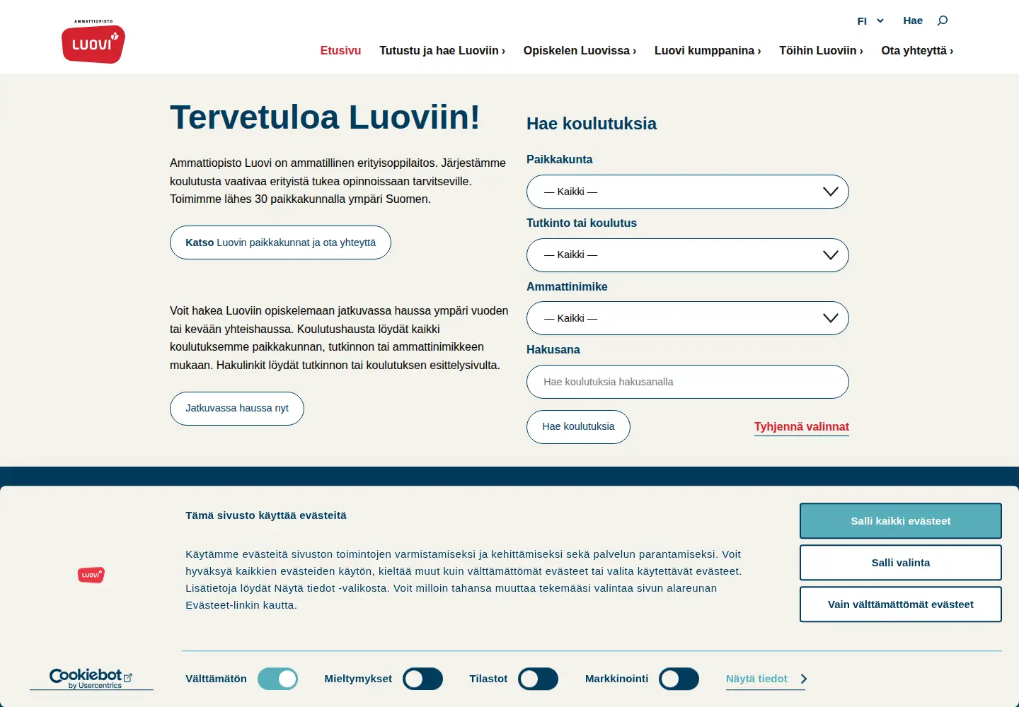 Screenshot of luovi.fi