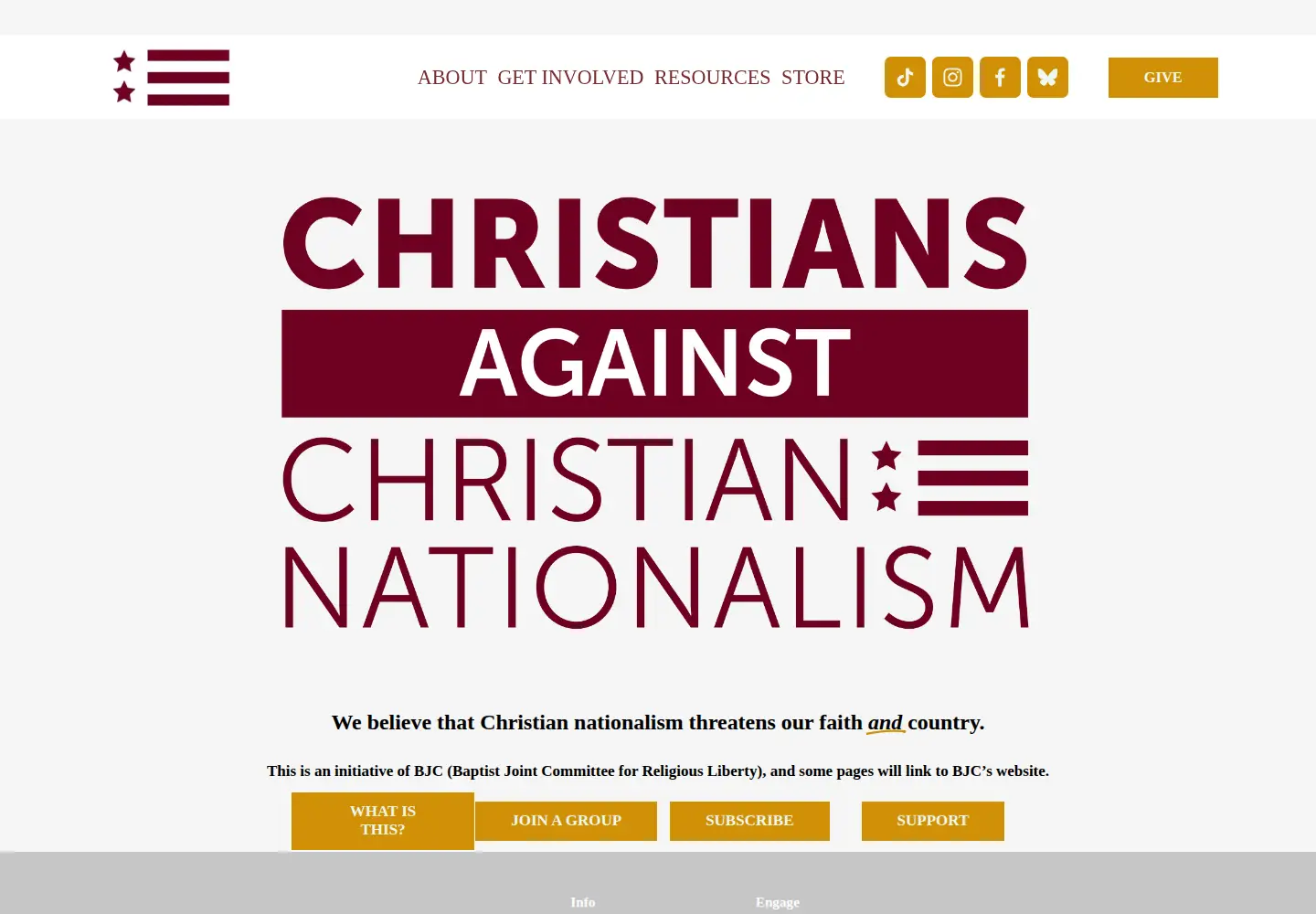 Screenshot of christiansagainstchristiannationalism.org