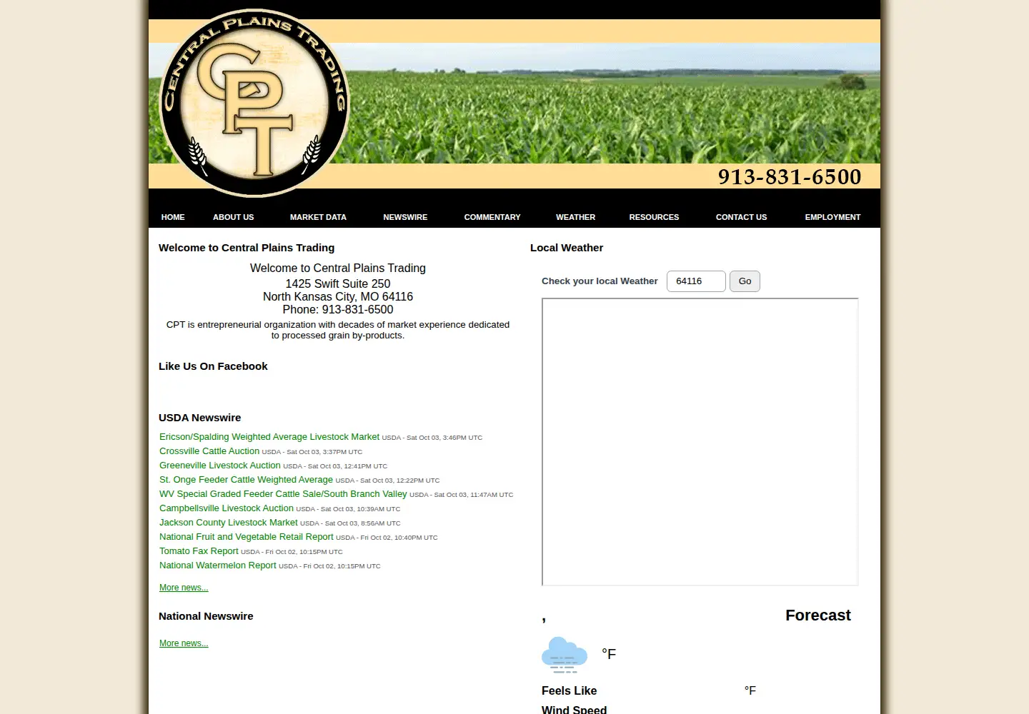 Captured homepage of centralplainstrading.com in the current scan