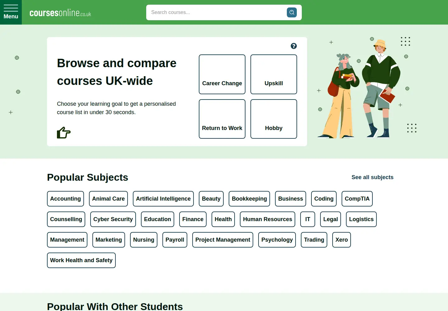 Screenshot of coursesonline.co.uk