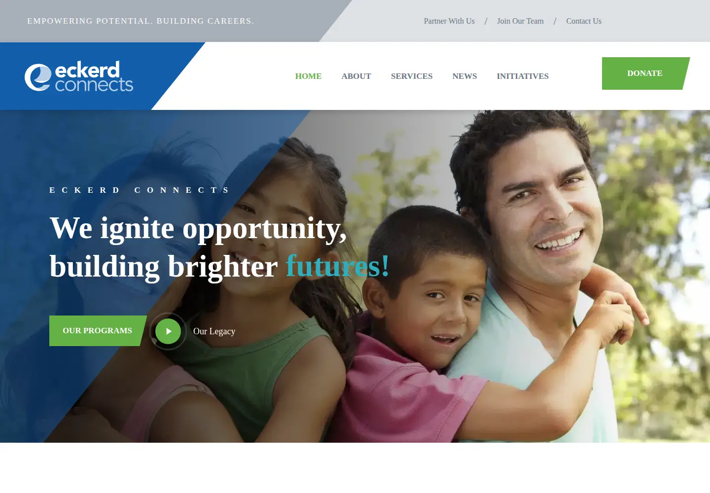 Captured homepage of eckerd.org in the current scan