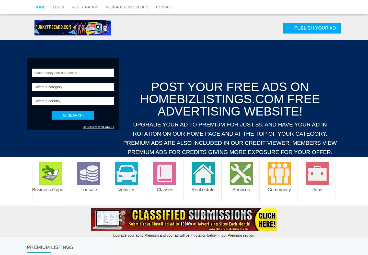 Screenshot of funkyfreeads.com