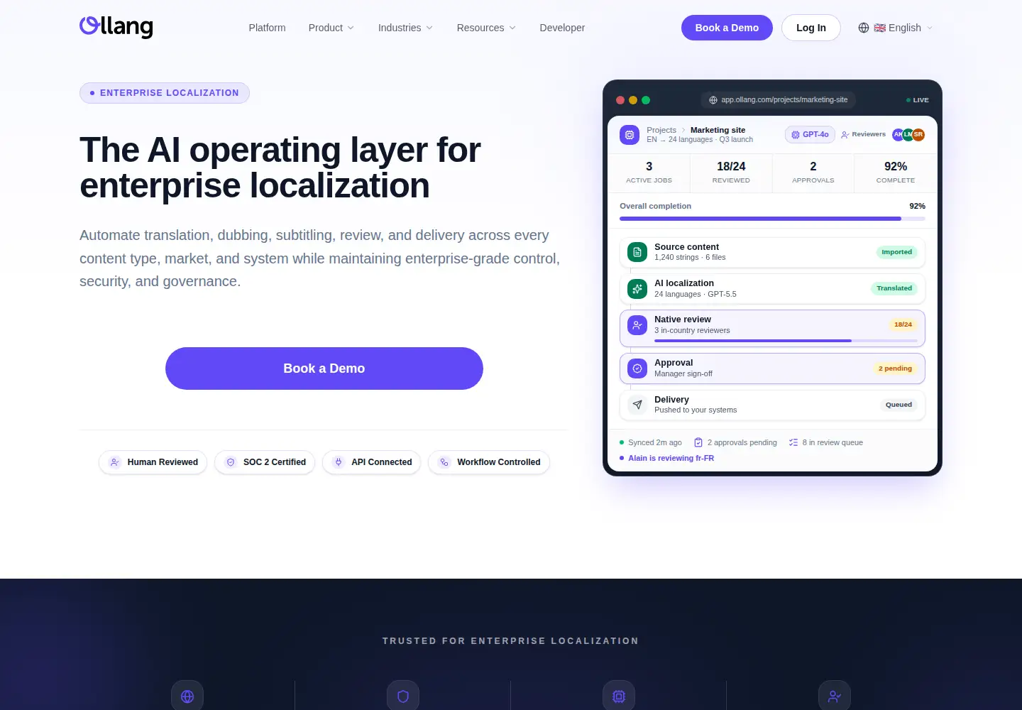 Screenshot of ollang.com