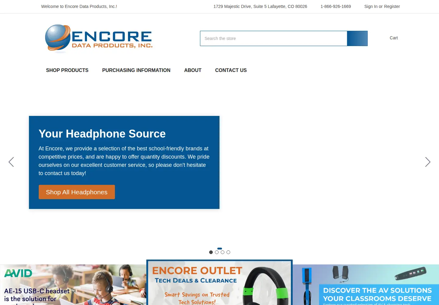 Captured homepage of encoredataproducts.com in the current scan