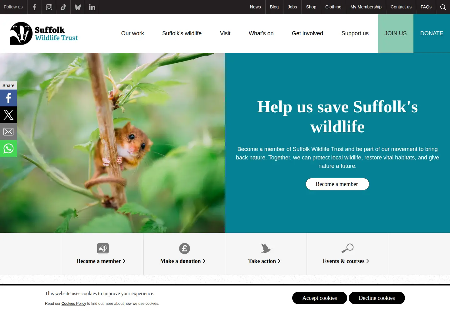 Screenshot of suffolkwildlifetrust.org