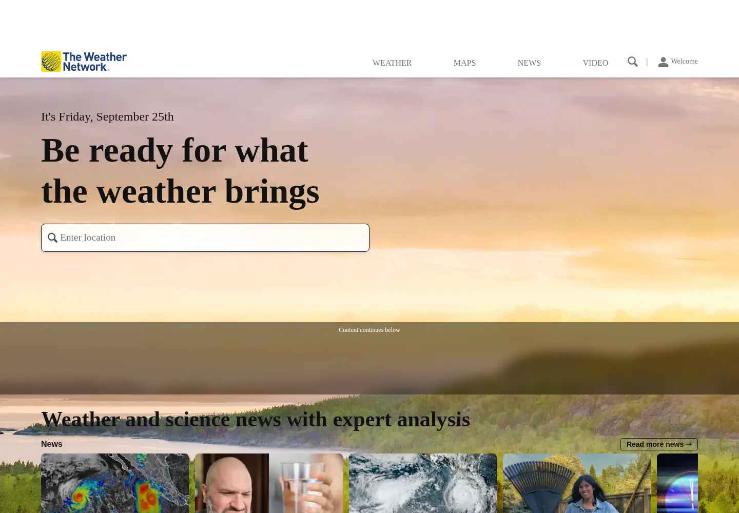 Screenshot of theweathernetwork.com