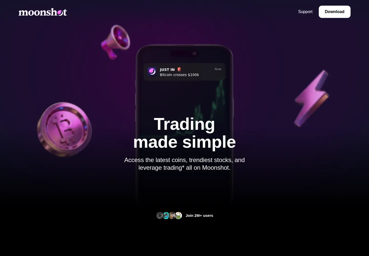 Captured homepage of moonshot.money in the current scan