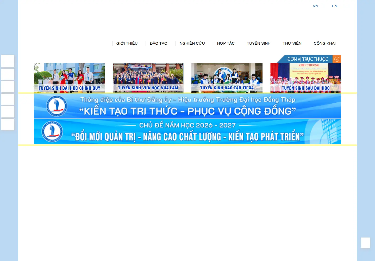 Screenshot of dthu.edu.vn