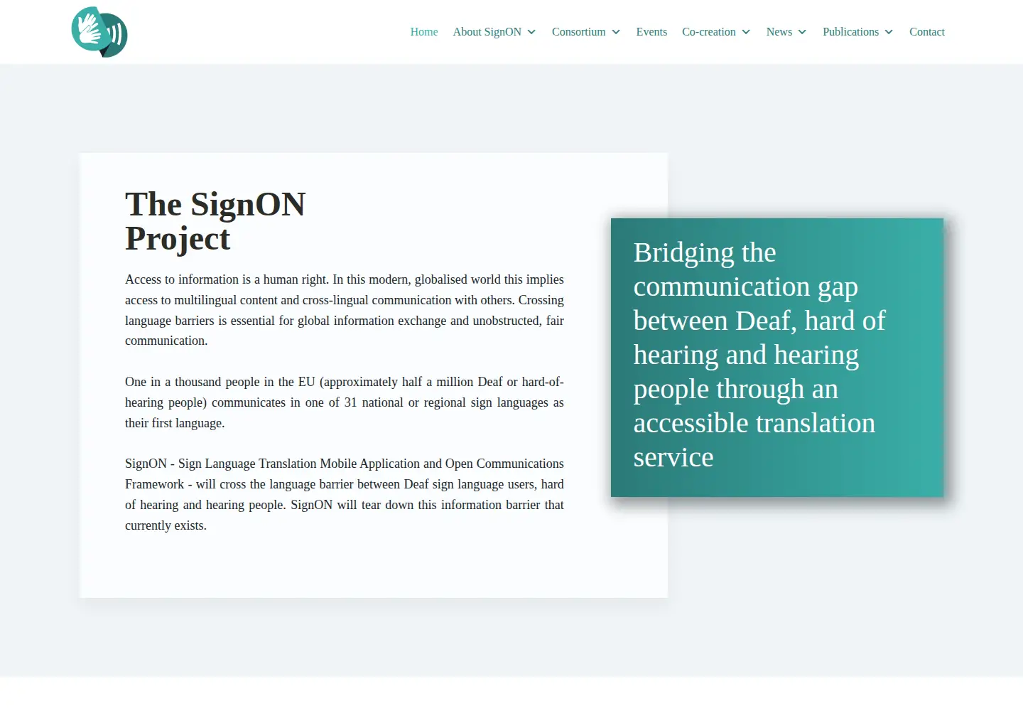 Screenshot of signon-project.eu