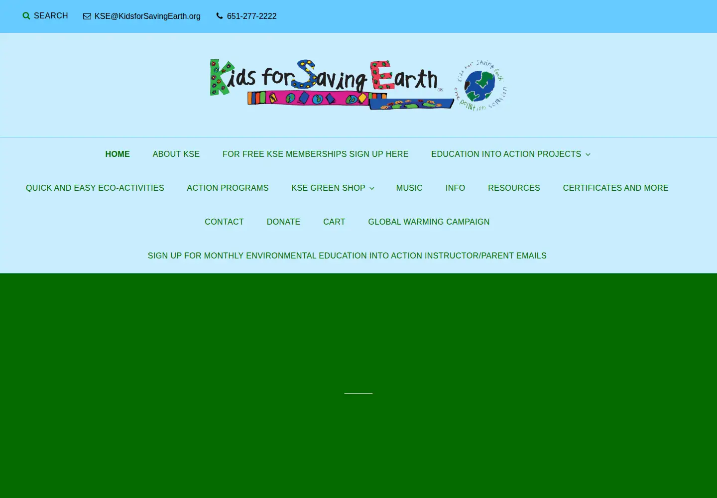 Screenshot of kidsforsavingearth.org