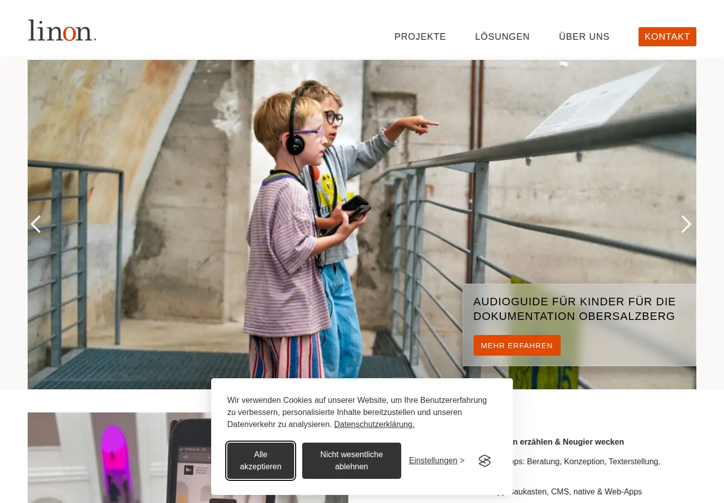 Captured homepage of linon.de in the current scan