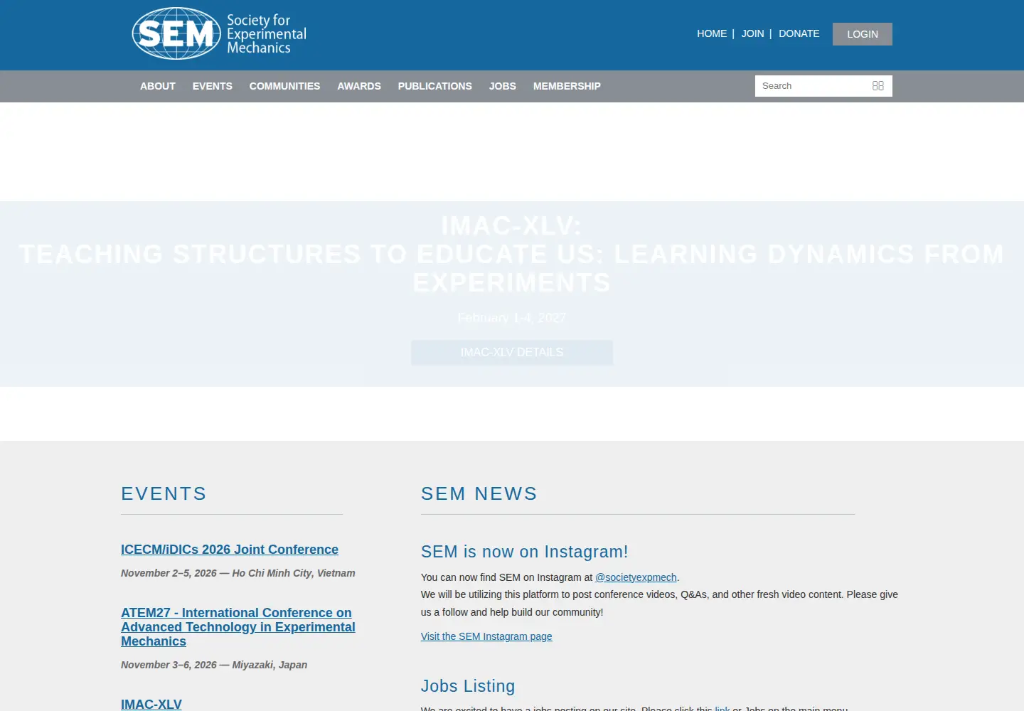 Captured homepage of sem.org in the current scan