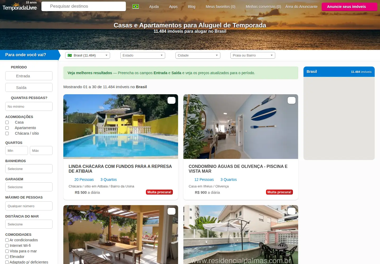Captured homepage of temporadalivre.com in the current scan