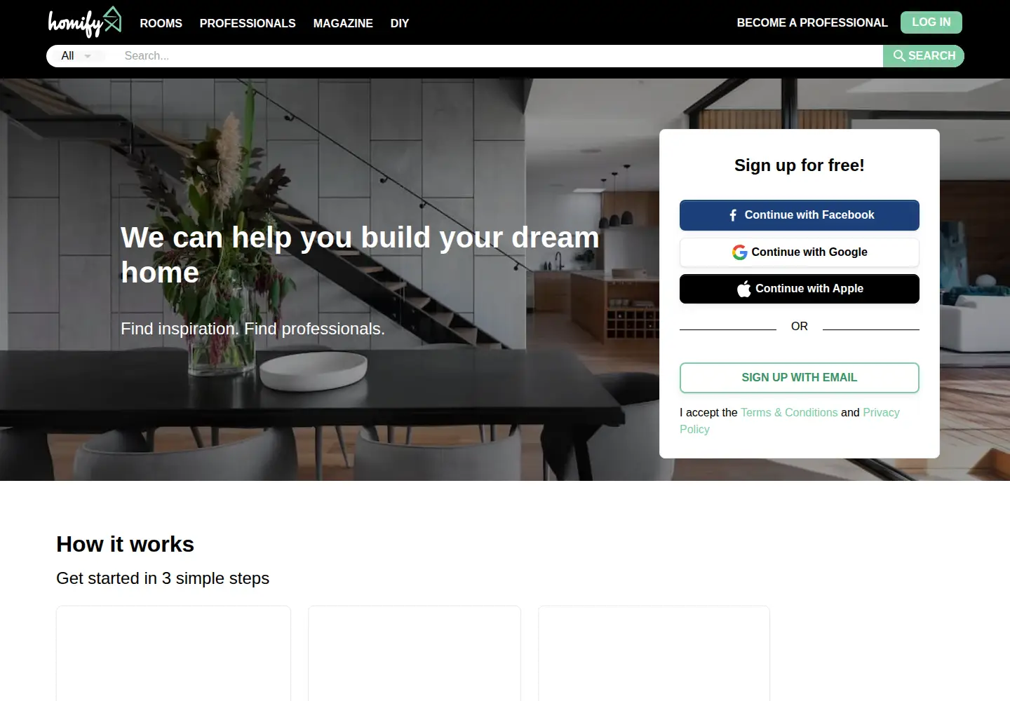 Screenshot of homify.co.uk