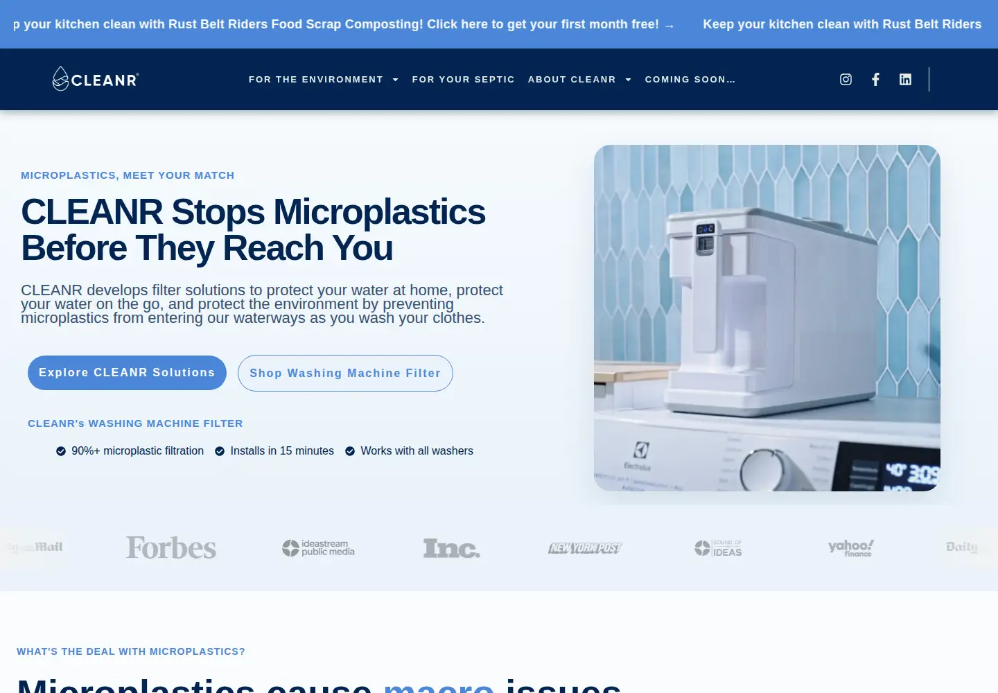 Captured homepage of cleanr.life in the current scan