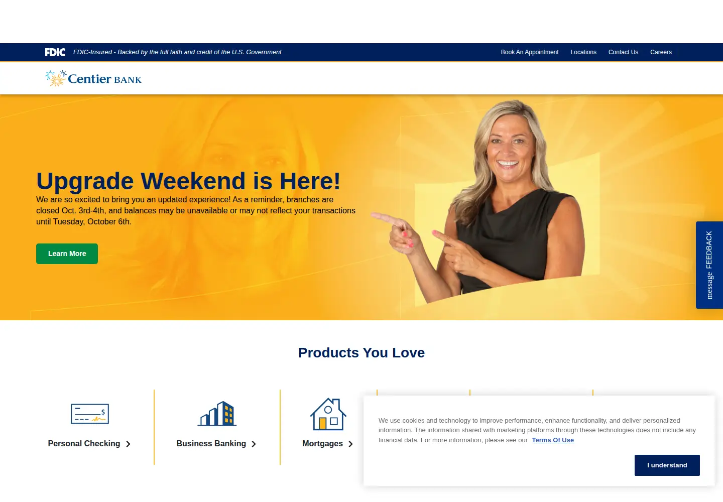 Captured homepage of centier.com in the current scan