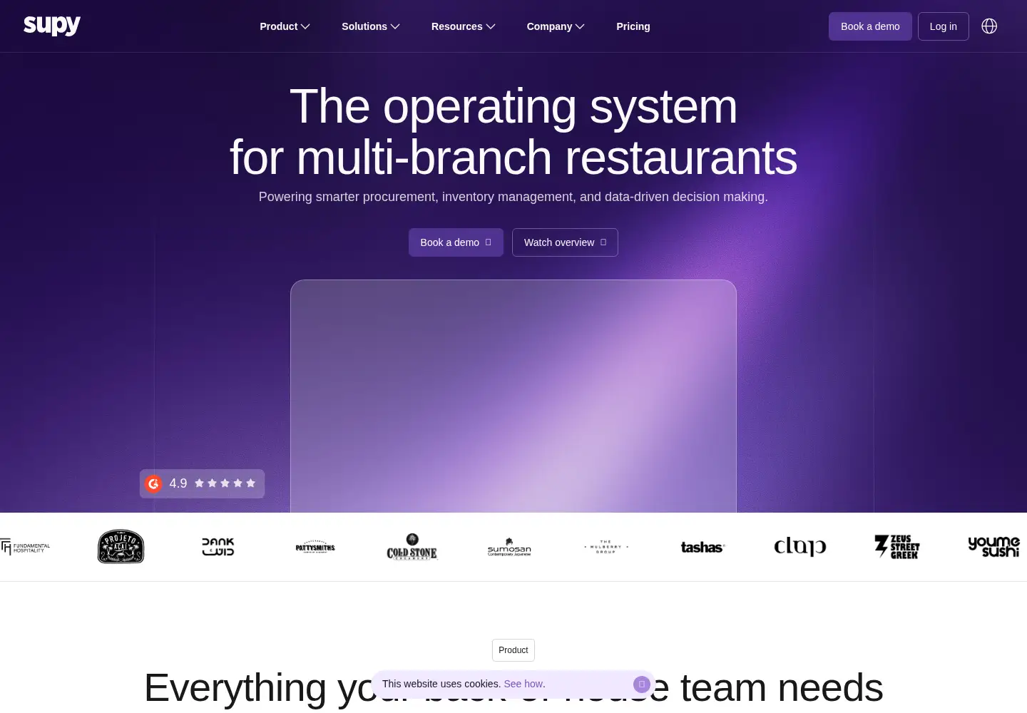 Captured homepage of supy.io in the current scan