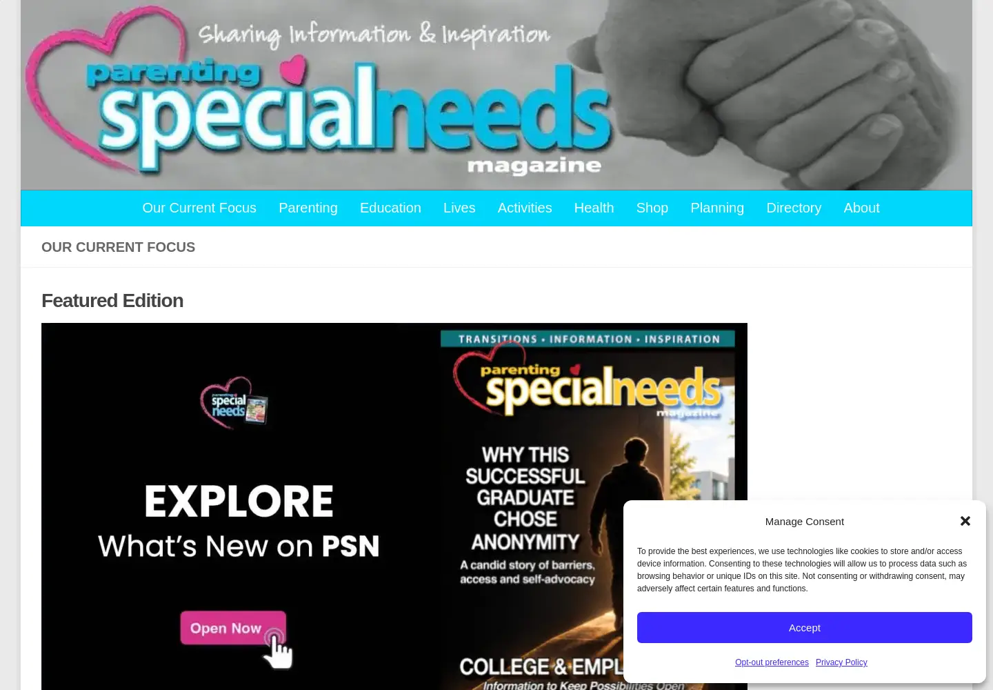 Screenshot of parentingspecialneeds.org