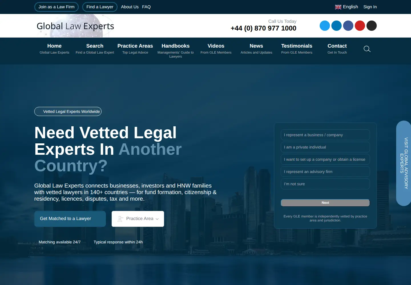 Screenshot of globallawexperts.com