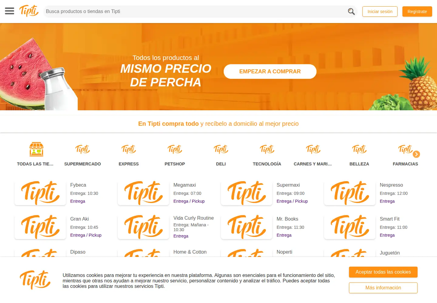 Captured homepage of tipti.market in the current scan