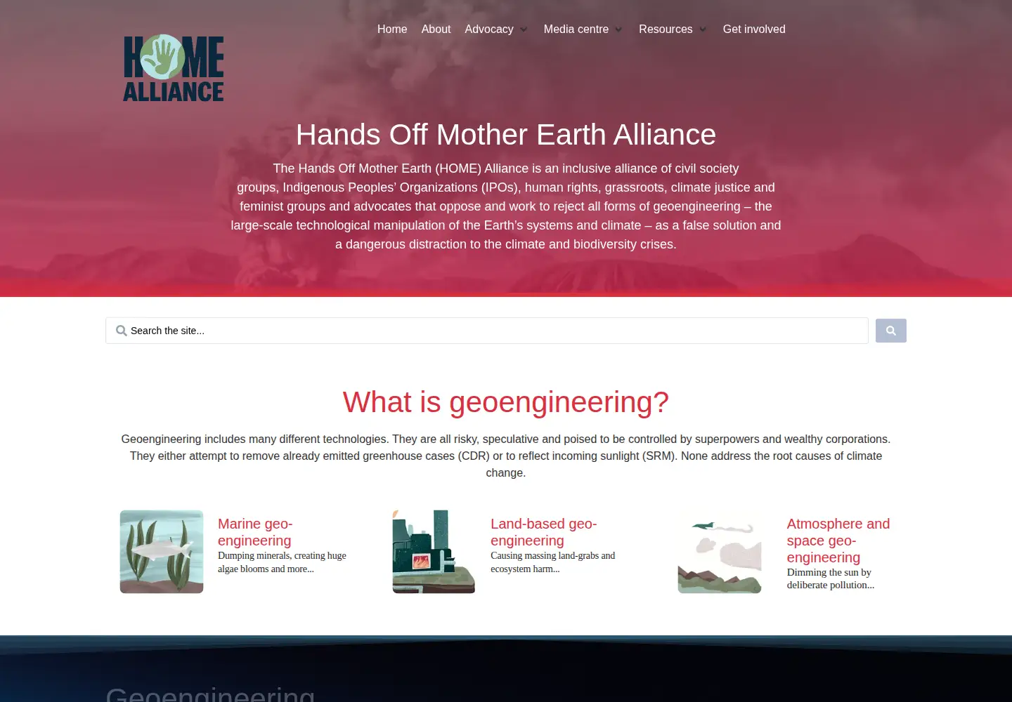 Screenshot of handsoffmotherearth.org