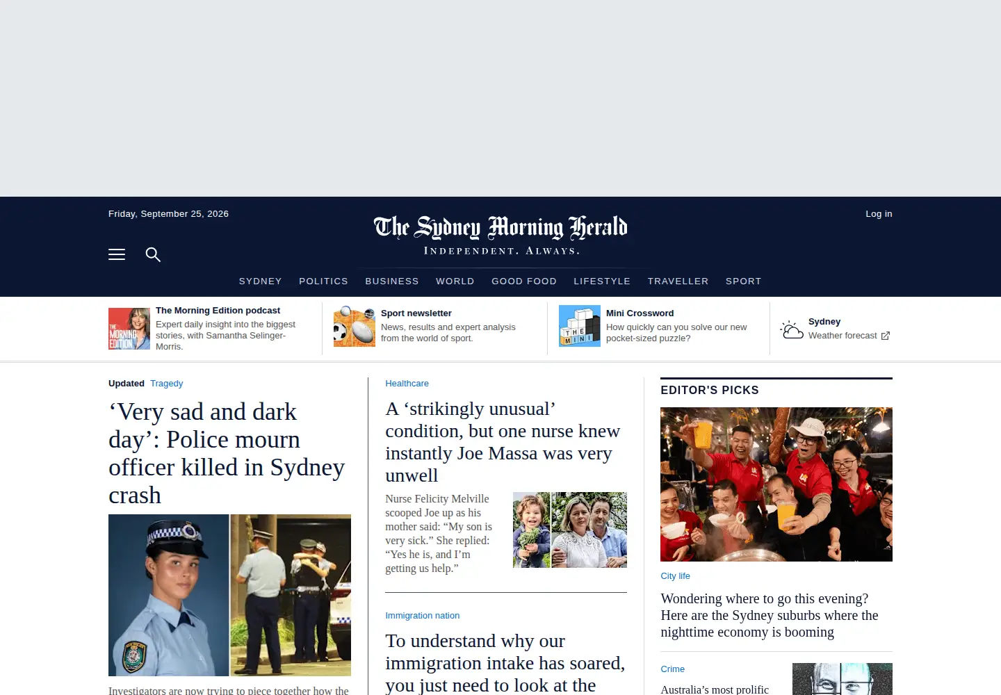 Screenshot of smh.com.au