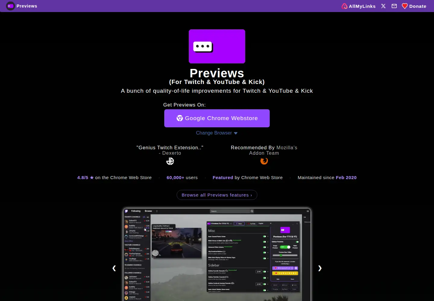 Captured homepage of previews-app.com in the current scan