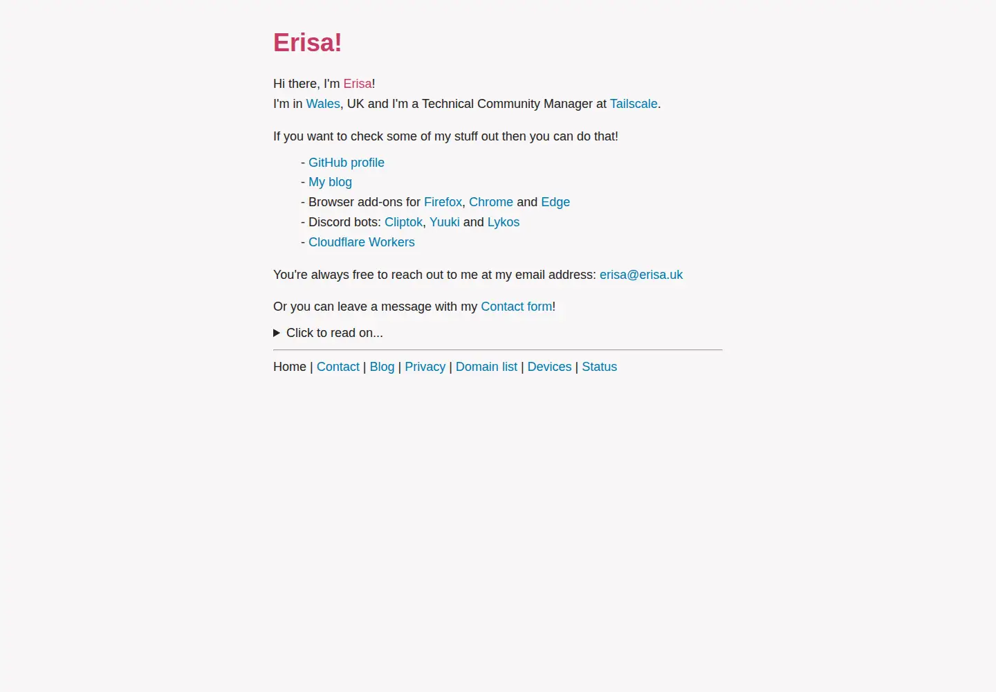 Captured homepage of erisa.uk in the current scan