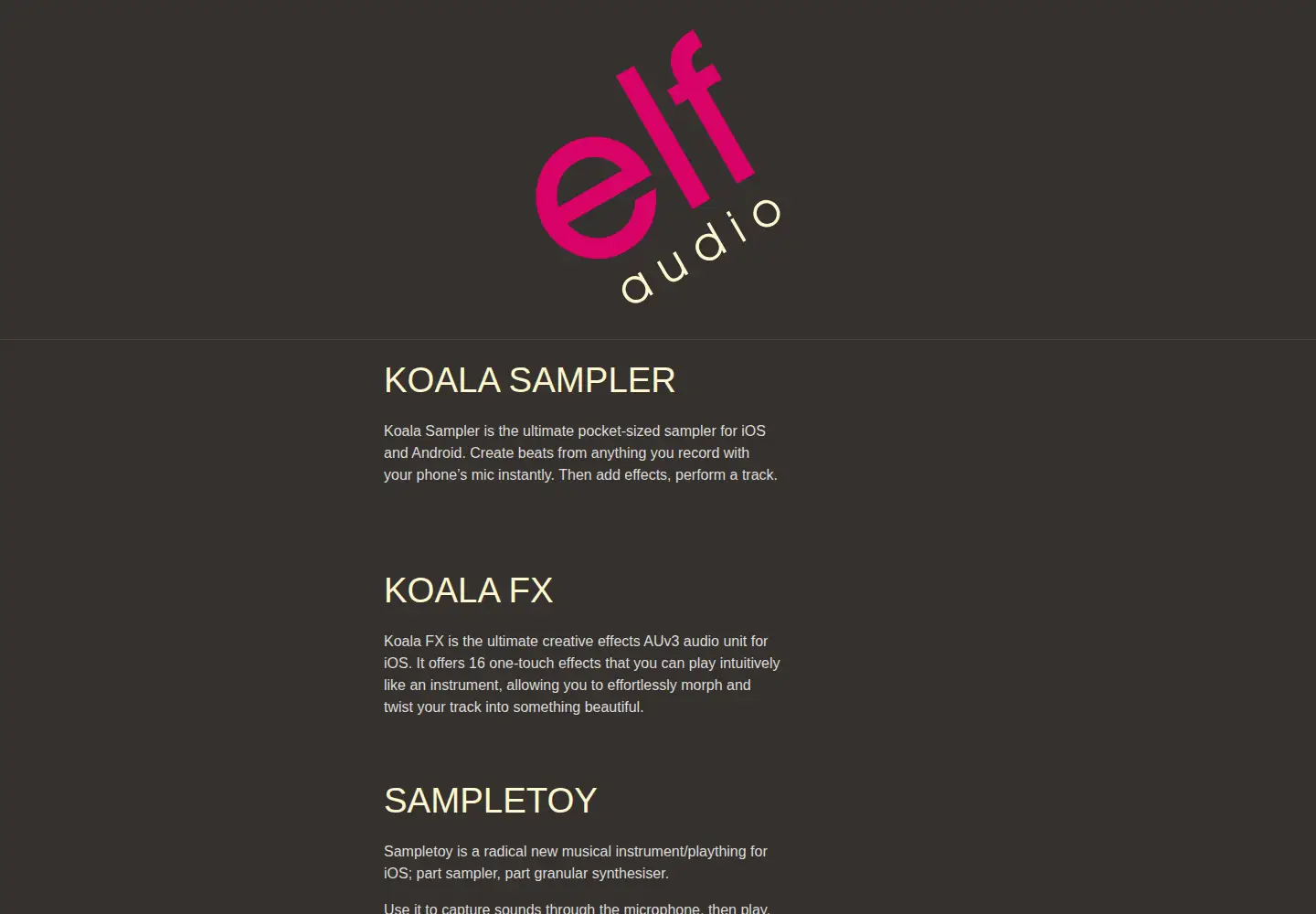 Screenshot of elf-audio.com