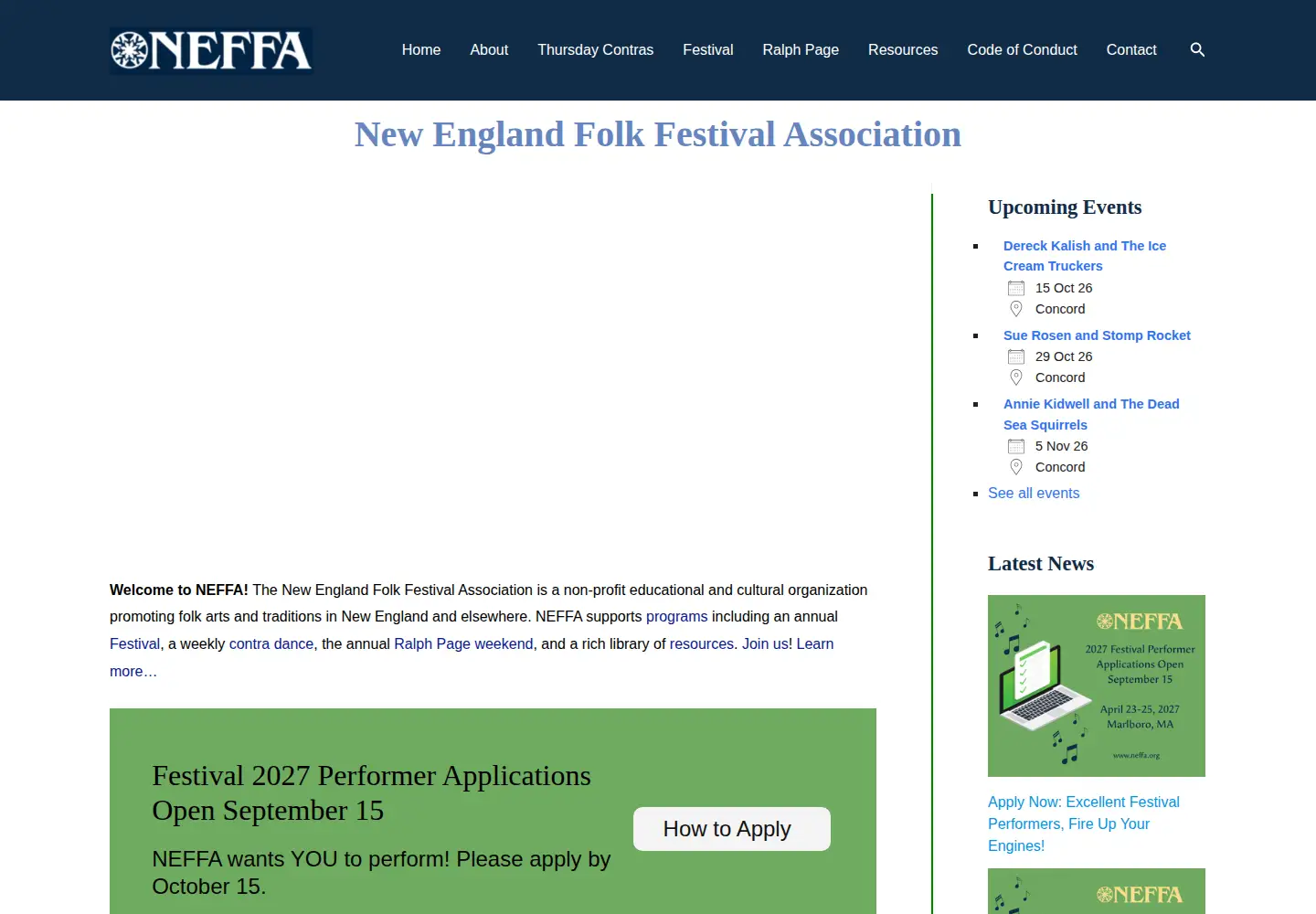Screenshot of neffa.org