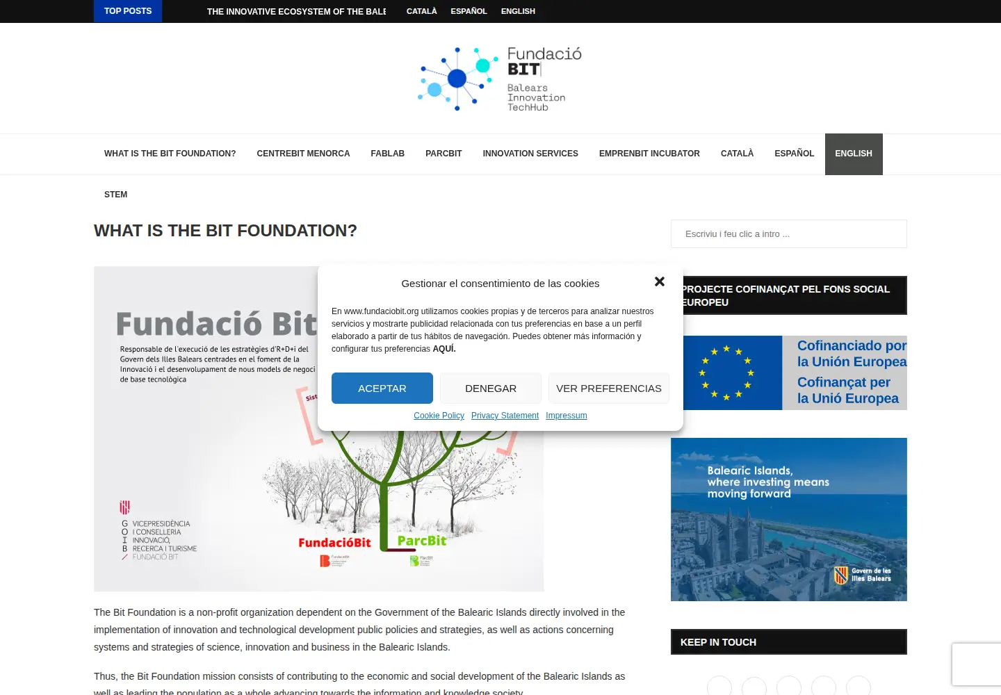 Captured homepage of fundaciobit.org in the current scan