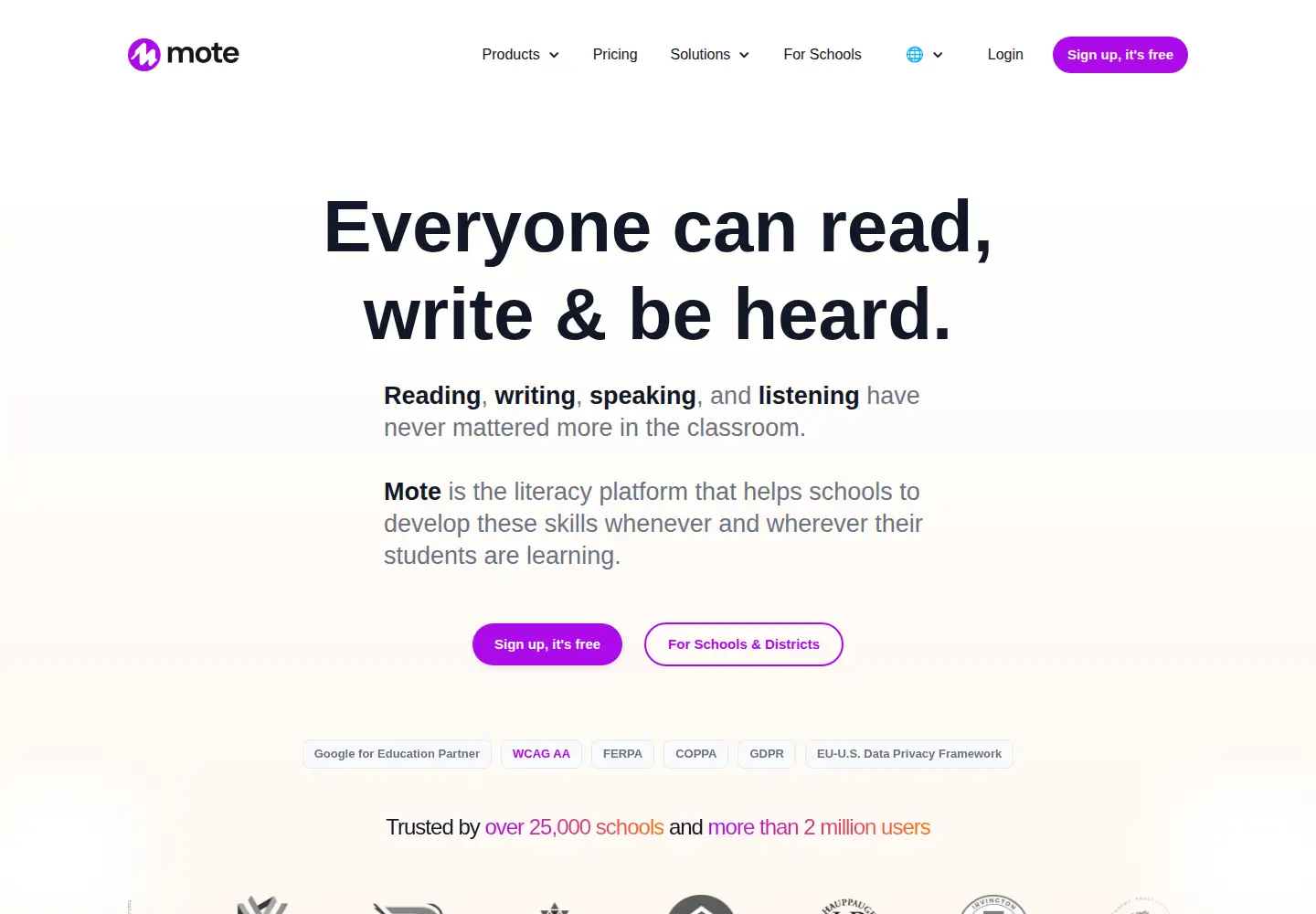 Captured homepage of mote.com in the current scan